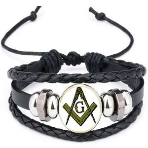 Exquisite Design Masonic Leather Bracelet